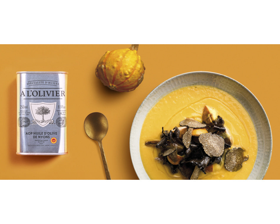 Velouté de potiron à l’huile d’olive vierge extra AOP Nyons A l’Olivier