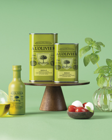 huile d'olive aromatique au basilic