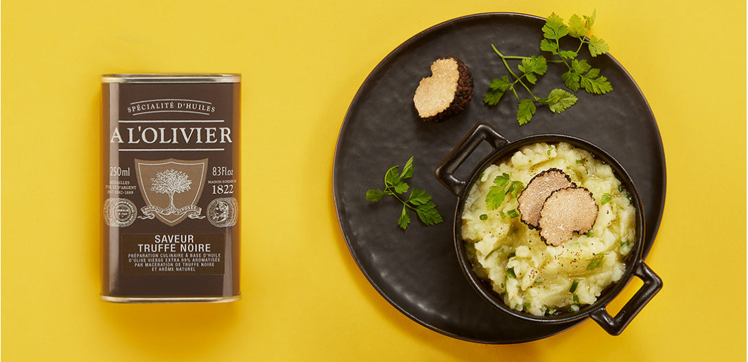 ECRASÉ DE POMMES DE TERRE  À L’HUILE D’OLIVE AROMATIQUE SAVEUR TRUFFE NOIRE A L’OLIVIER