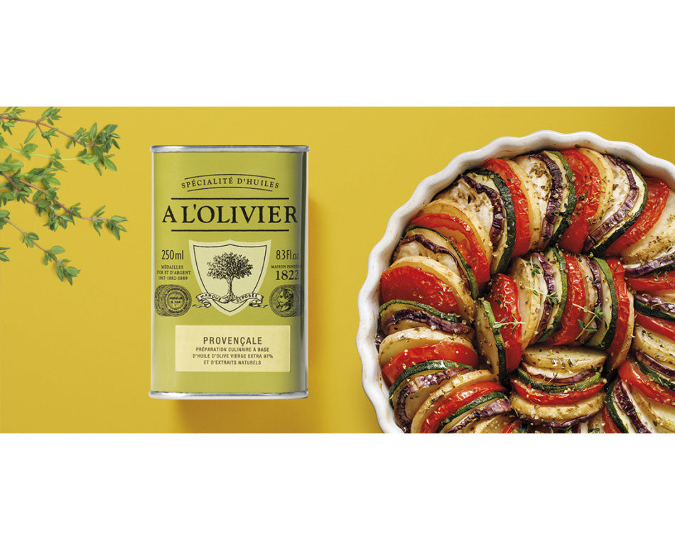 Tian aux 5 légumes confits et à l’huile d’olive aromatique Provençale A l’Olivier