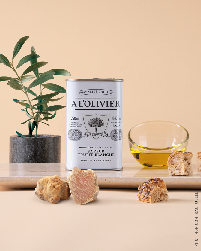 Aceite de oliva infusionado con sabor a trufa blanca